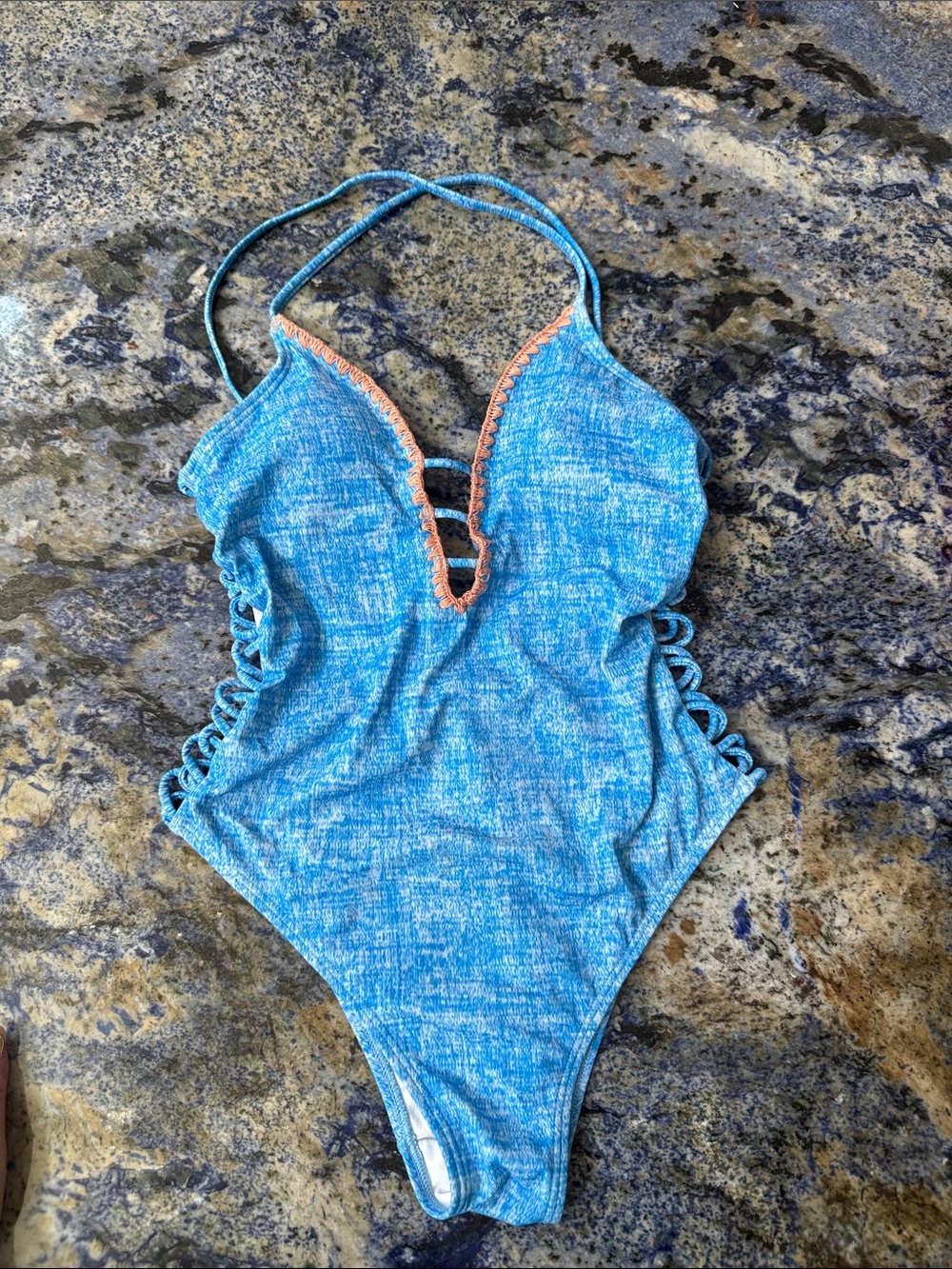 One-Piece Swimsuit with light orange Trim